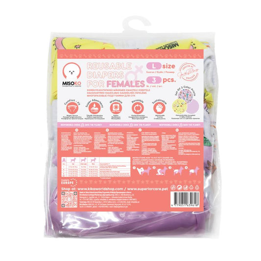 Juego de pañales reutilizables Misoko para perras, Fantasía