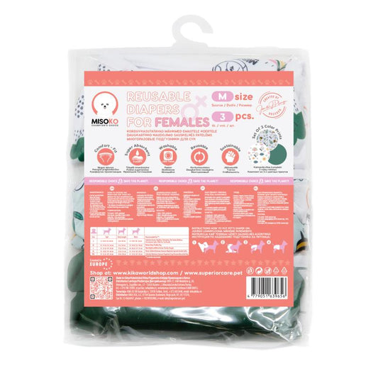 Misoko reusable diapers set for female dogs, Meadow