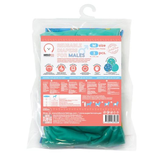 Misoko reusable diaper set for male dogs, Treasure