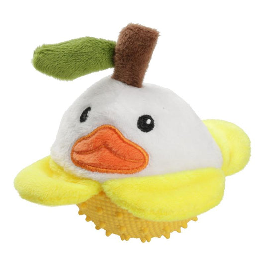 MISOKO dog toy, round duck, plush, yellow, 7.5 cm