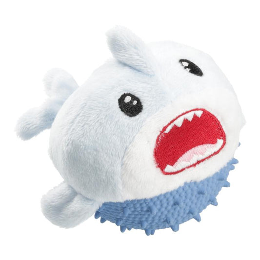 MISOKO dog toy, round shark, plush, blue, 7.5 cm