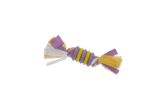 MISOKO toy for dog, ring with ropes, latex, purple/yellow, 20 cm