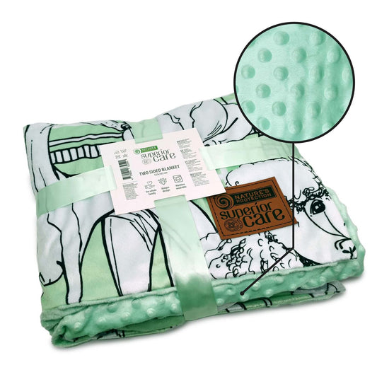 Nature's Protection Superior Care blanket, with white puppies