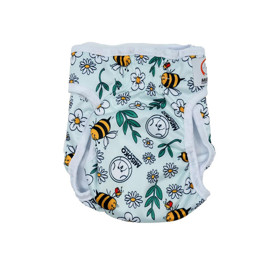 Misoko reusable diapers for female dogs, with bees, light blue