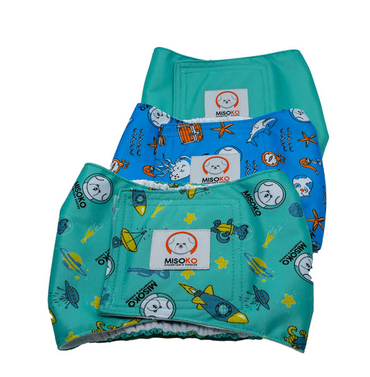 Misoko reusable diaper set for male dogs, Treasure