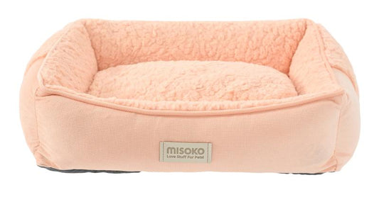 MISOKO soft pet bed, squere, pink-orange, size  S