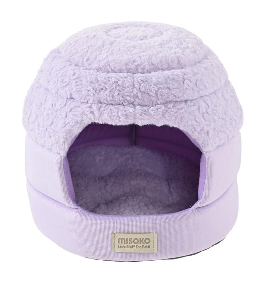 MISOKO soft pet bed with removable canopy, oval, purple, one size