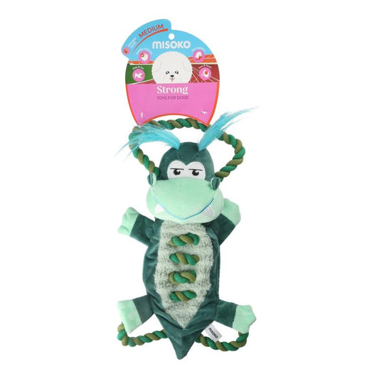 Plush Dog Toy with Rope – Crocodile