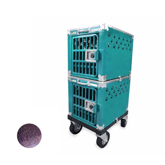 Best In Show Trolleys Double cage for animals 100 Crate Purple Shimmer