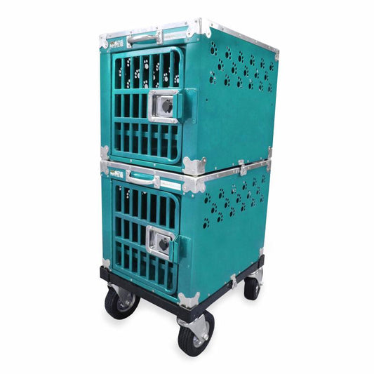 Best In Show Trolleys Double cage for animals 100 Crate Teal Sparkle