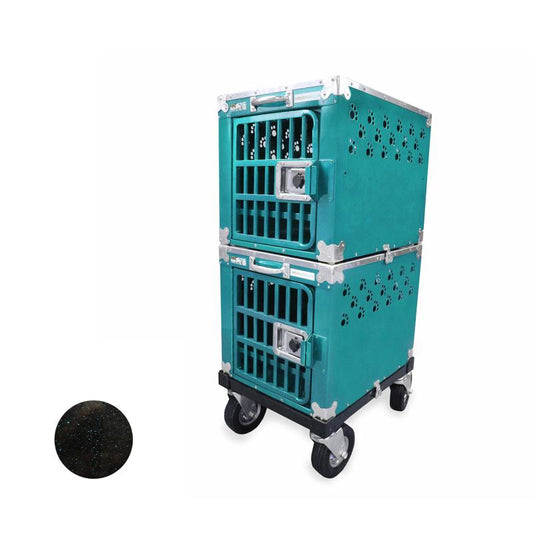 Best In Show Trolleys Double cage for animals 100 Crate Blue Shimmer