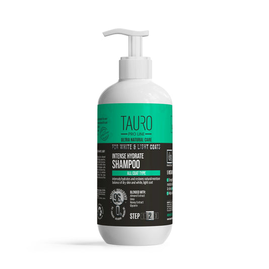 TAURO PRO LINE Ultra Natural Care For White & Light Coat Intense Hydrate shampoo for dogs and cats skin and coat