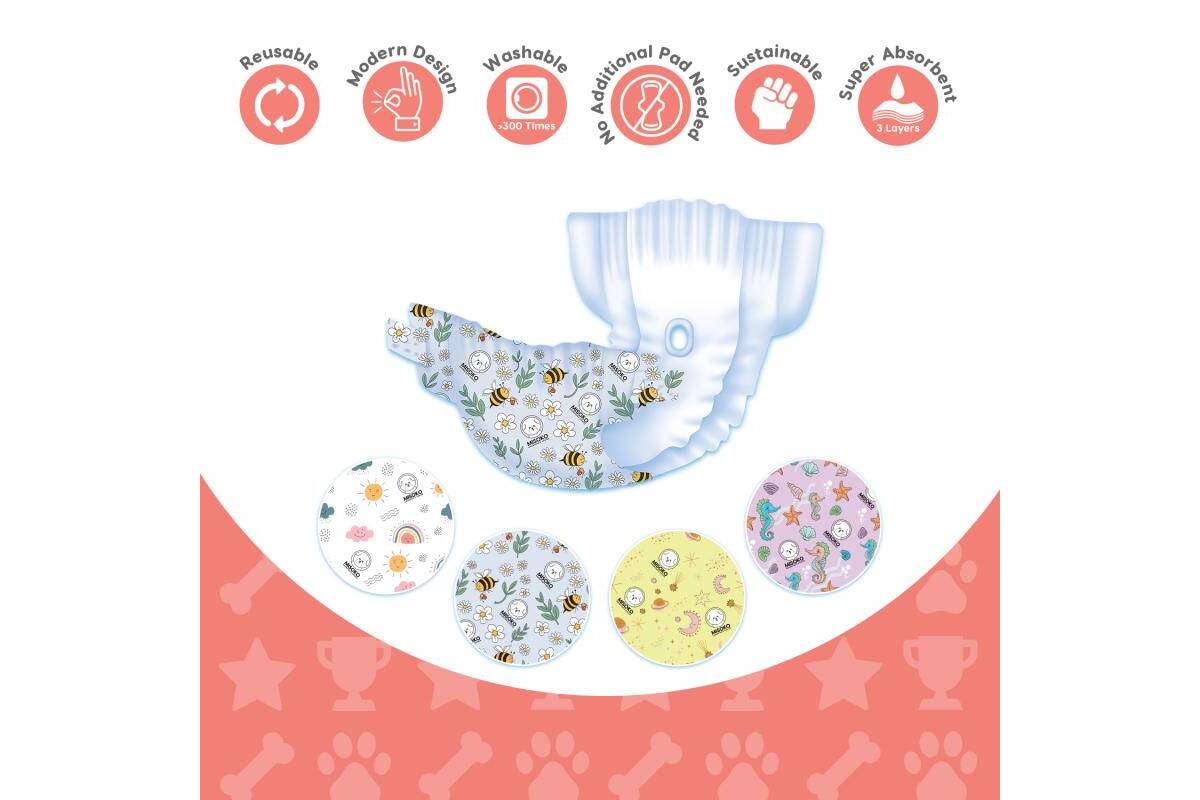Misoko reusable diapers set for female dogs, Sweet Dream