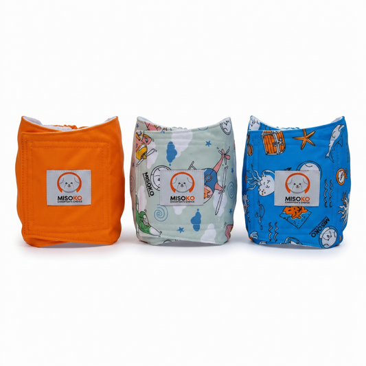Misoko reusable diapers set for male dogs, Voyage