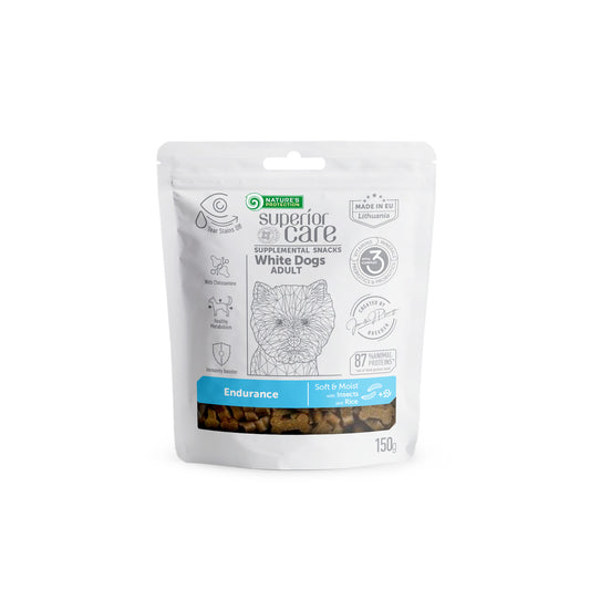 Nature's Protection Superior Care complementary feed - snacks to support endurance with insects and rice for adult all breed dogs with white coat