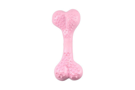 Mr. Strong dog toy, dental bone, strawberry scent, plastic, pink