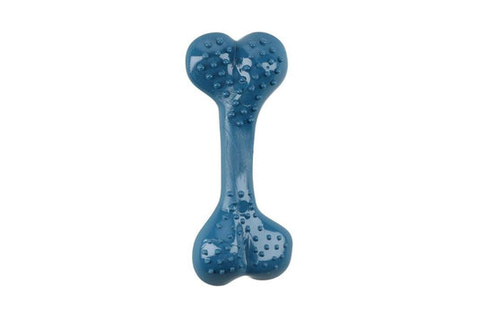 Mr. Strong dog toy, dental bone, blueberry scent, plastic, blue