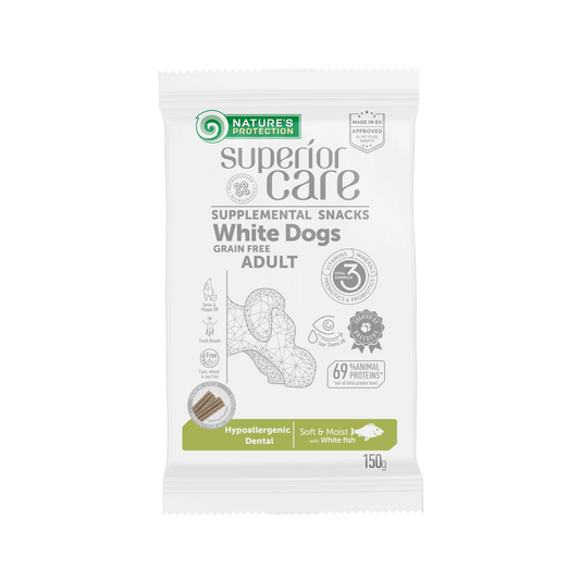 Nature's Protection Superior Care complementary grain free feed – snacks for adult dogs with white fish