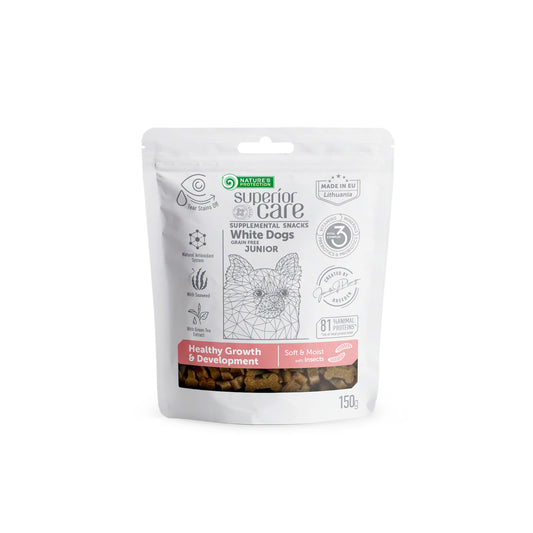 Nature's Protection Superior Care complementary grain free feed - snacks to support healthy growth and development with insects for junior all breed dogs with white coat