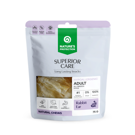 NATURE'S PROTECTION SUPERIOR CARE dog snack rabbit ear for adult all breed dogs, without fur