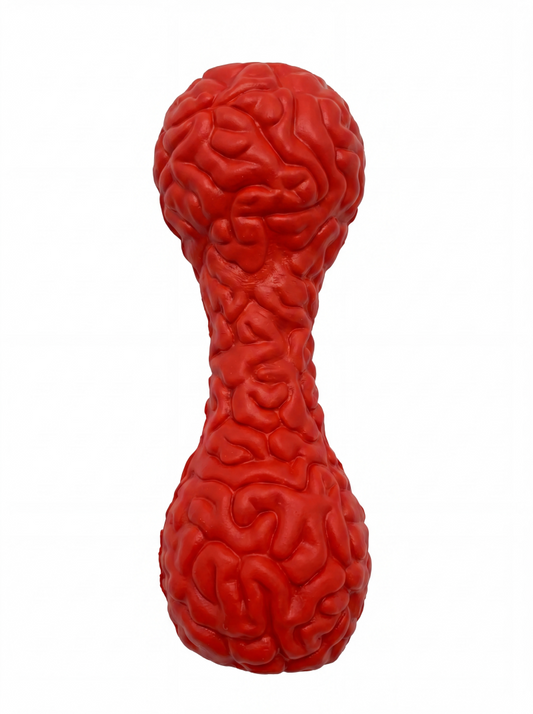 MISOKO Strong dog toy, rubber, bone-shaped, beef-scented, red, 19 cm