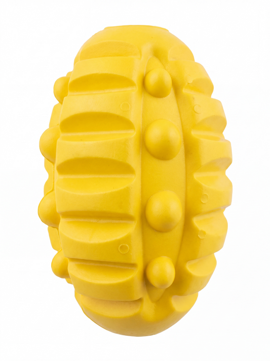MISOKO Strong dog toy, rubber, with treat cavity, yellow, 10 cm