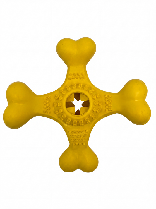 MISOKO Strong dog toy, rubber, with treat cavity, yellow, 19 cm