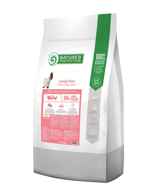 Nature's Protection dry food for adult long haired cats with poultry