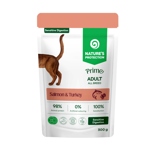 Nature's Protection Prime Sensitive Digestion wet food for adult cats with salmon and turkey, 85 g