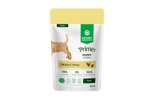Wet food with chicken and turkey for puppies of all breeds