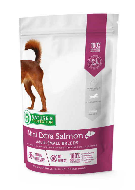 Nature's Protection dry food for adult small breed dogs with salmon