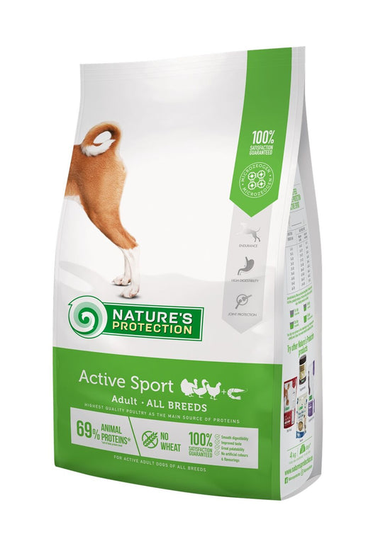 Nature's Protection dry food for active adult dogs of all breeds with poultry and krill
