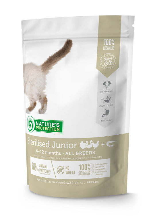 Nature's Protection dry food for young cats after sterilisation with poultry and krill