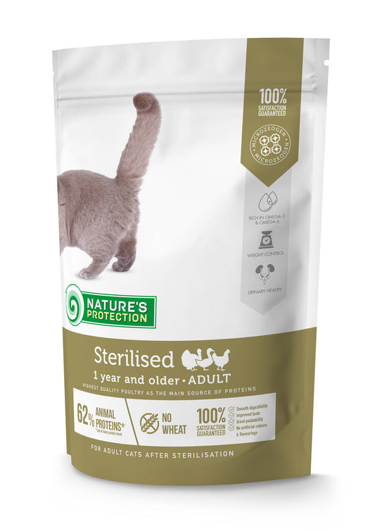 Nature's Protection dry food for adult cats after sterilisation with poultry