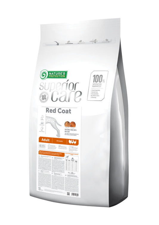 Nature's Protection Superior Care dry food for adult, all breed dogs with red coat with poultry