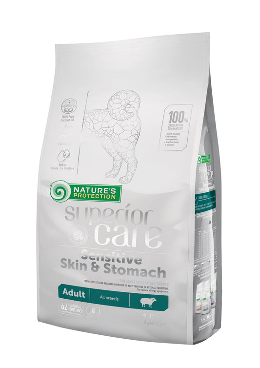 Complete food with lamb for adult dogs of all breeds with sensitive skin and digestive systems
