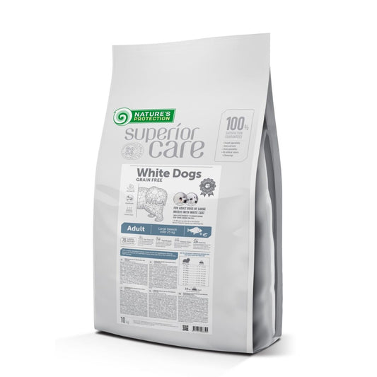 Nature's Protection Superior Care dry food with white fish for adult dogs of large breeds with white coat