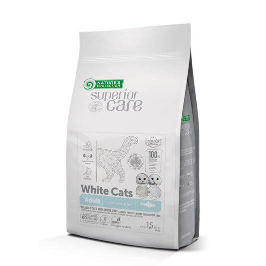 Nature's Protection Superior Care dry grain free pet food with herring for adult all breed cats with white coat