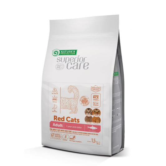 Nature's Protection Superior Care dry grain free pet food with herring for adult all breed cats with red coat