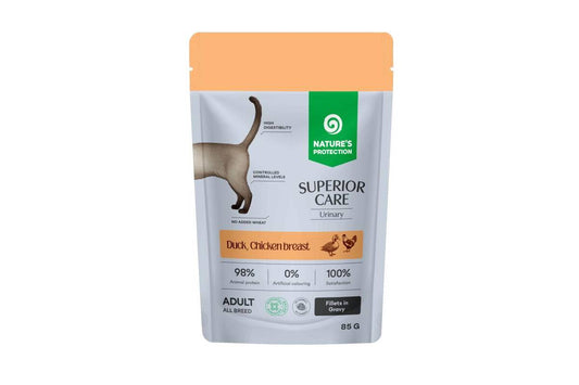 Grain-free wet food for adult cats with duck and chicken breast