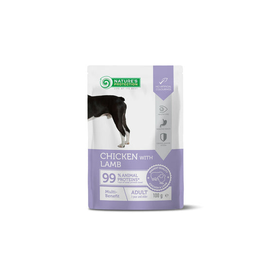 Nature's Protection canned pet food with chicken and lamb for adult dogs