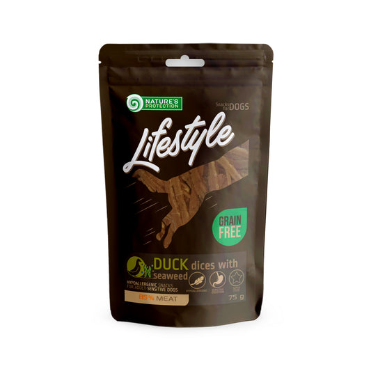 Nature's Protection Lifestyle dog treats – soft duck bites with seaweed