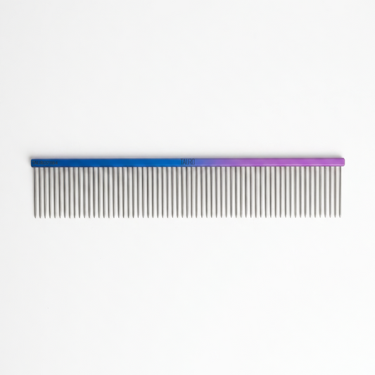 Peine para perros y gatos TAURO de aluminio, dientes espaciados, 22,5 cm, azul-violeta, pt-32