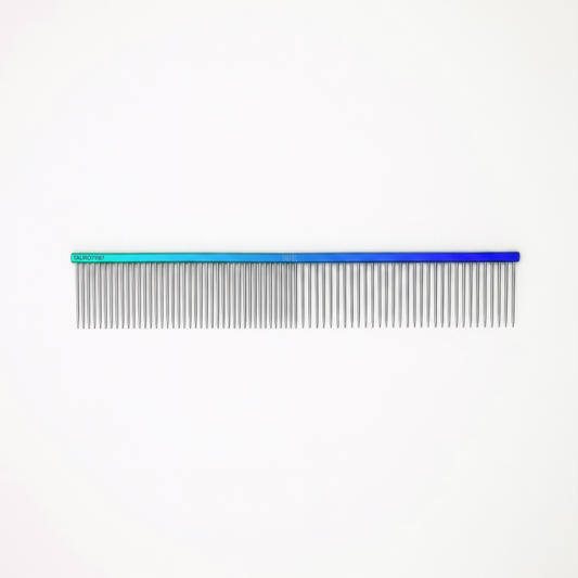 Peine para perros y gatos TAURO de aluminio, dientes densos y espaciados, 22.5 cm, azul, pt-35