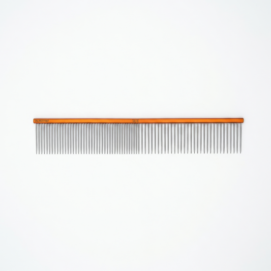 Peine para perros y gatos TAURO de aluminio, dientes densos y espaciados, 22,5 cm, naranja, pt-35