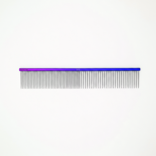 Peine para perros y gatos TAURO de aluminio, dientes densos y espaciados, 22,5 cm, azul-violeta, pt-35