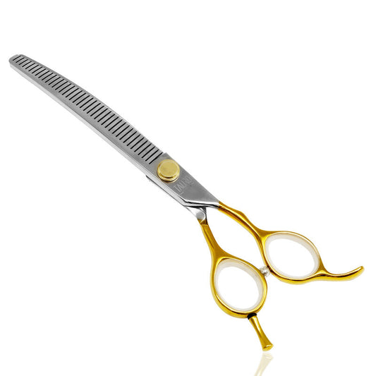 Tauro Pro Line cutting scissors "Perfection by Janita J. Plunge", thinning, 40 teeth, 440c stainless steel, golden color
