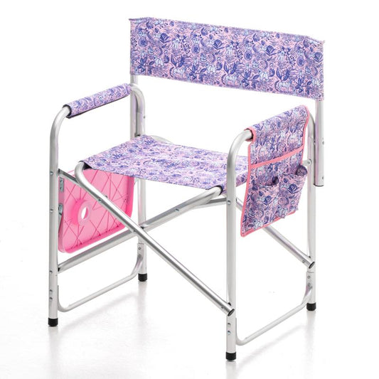 Tauro Pro Line folding chair with folding table and aluminum legs, unique design, pink