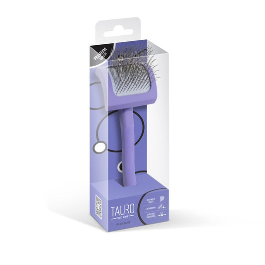 Tauro Pro Line wooden brush, curved, rectangular, pins 25 mm, purple