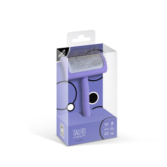 Tauro Pro Line wooden brush, curved, rectangular, pins 25 mm, purple
